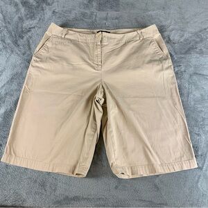 Talbots‎ Shorts Women's Size 16 Khaki Long Bermuda Style Flat Front Casual